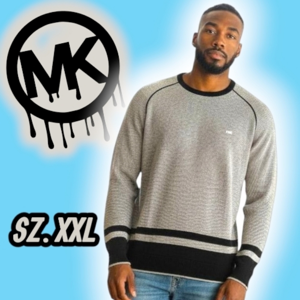 Michael Kors Men's Blk/Wht Mouline Crewneck Sweater SZ.2XL